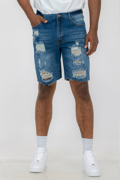 Washed Distressed Denim Shorts DSP1